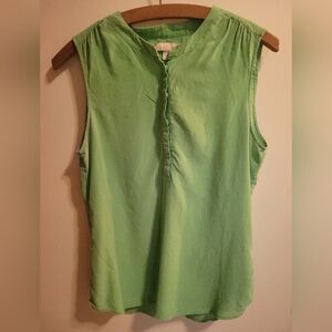 Banana Republic Womens Green Silk Sleeveless Button Up Tank 10
